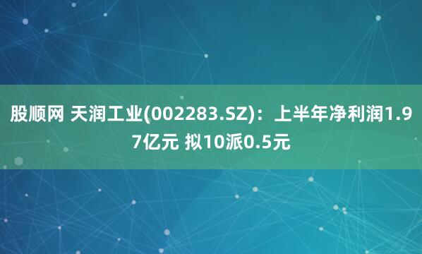 股顺网 天润工业(002283.SZ)：上半年净利润1.97亿元 拟10派0.5元