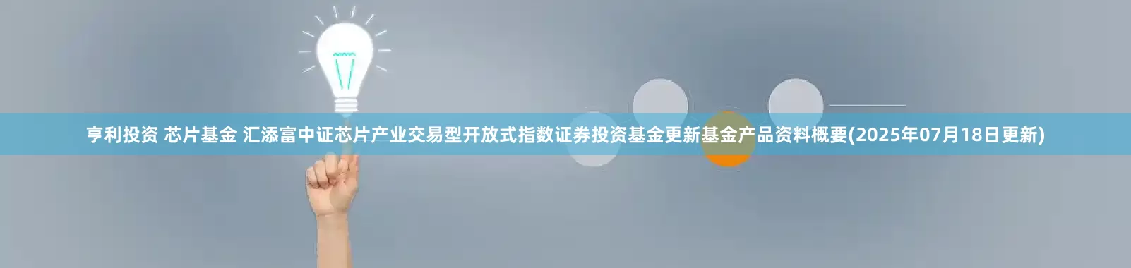 亨利投资 芯片基金 汇添富中证芯片产业交易型开放式指数证券投资基金更新基金产品资料概要(2025年07月18日更新)